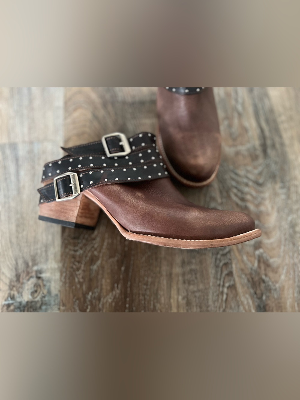 Freebird by Steven Frontier Brown Leather Mule Studded Booties size 9 - Picture 4 of 12